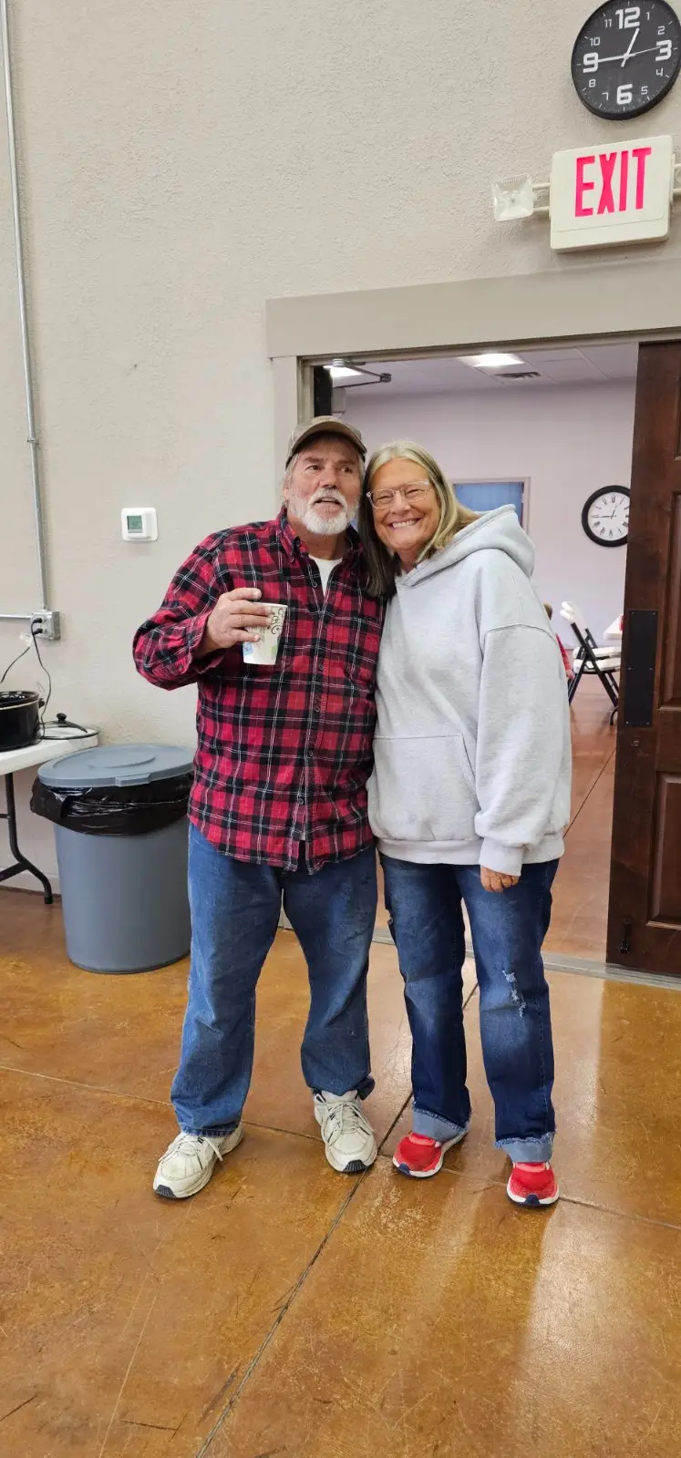An older couple smiling together